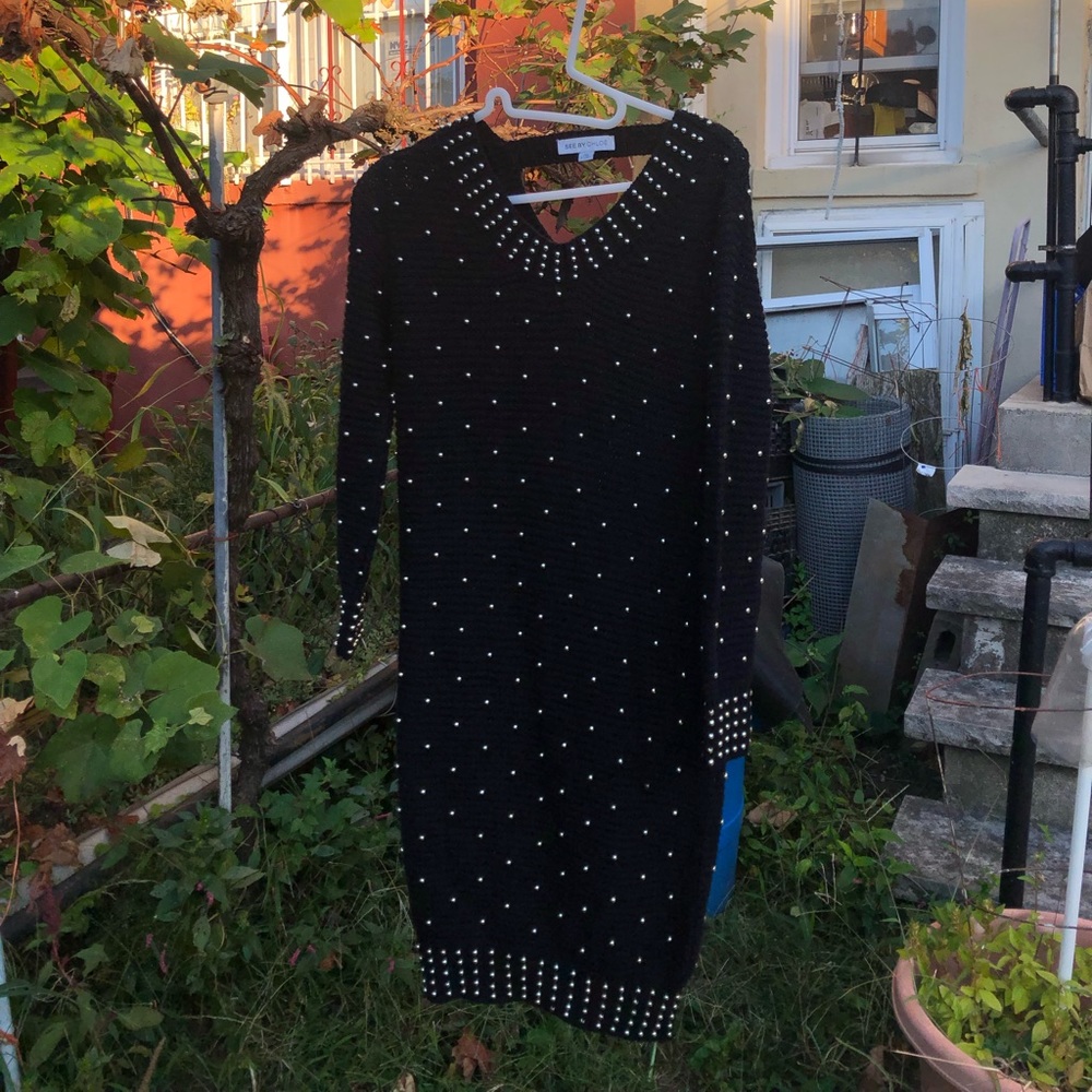 See by Chloe Sweater Dress Silver Sphere Studs